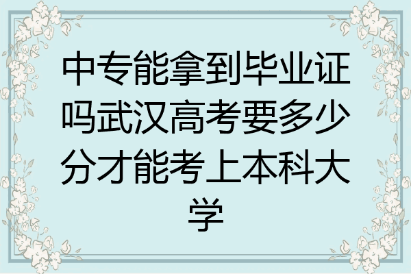 中专能拿到毕业证吗武汉高考要多少分才能考上本科大学