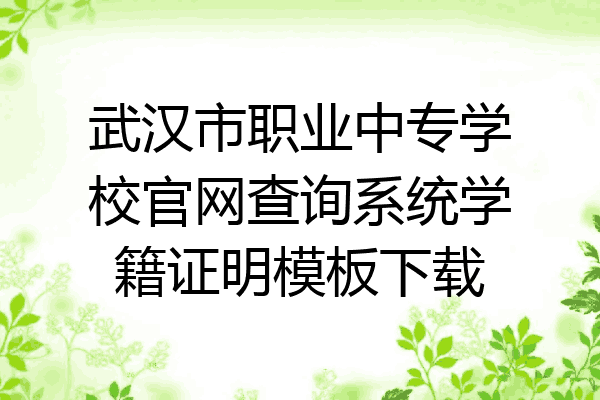 武汉市职业中专学校官网查询系统学籍证明模板下载