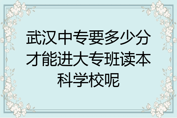 武汉中专要多少分才能进大专班读本科学校呢