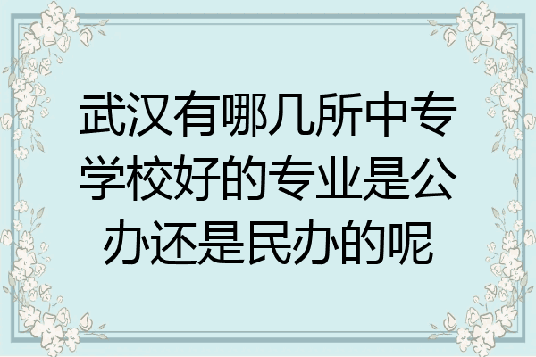 武汉有哪几所中专学校好的专业是公办还是民办的呢