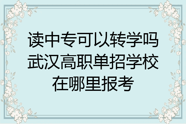 读中专可以转学吗武汉高职单招学校在哪里报考