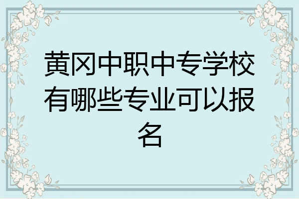 黄冈中职中专学校有哪些专业可以报名