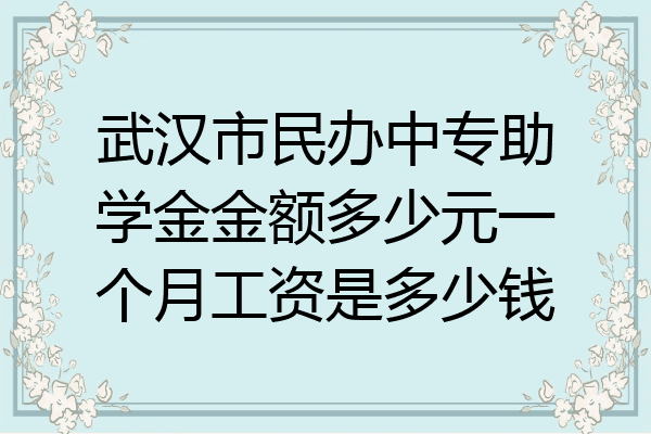 武汉市民办中专助学金金额多少元一个月工资是多少钱
