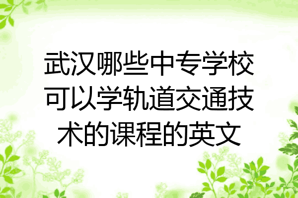 武汉哪些中专学校可以学轨道交通技术的课程的英文