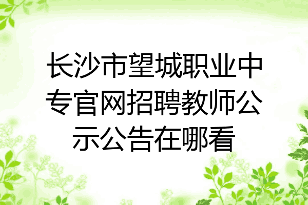 长沙市望城职业中专官网招聘教师公示公告在哪看