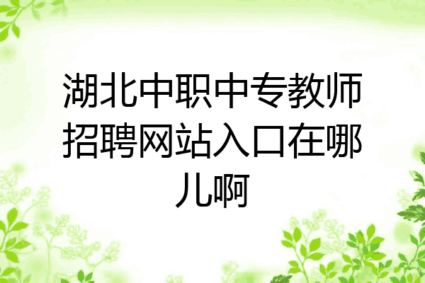 湖北中职中专教师招聘网站入口在哪儿啊