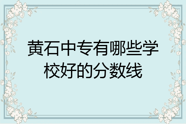 黄石中专有哪些学校好的分数线