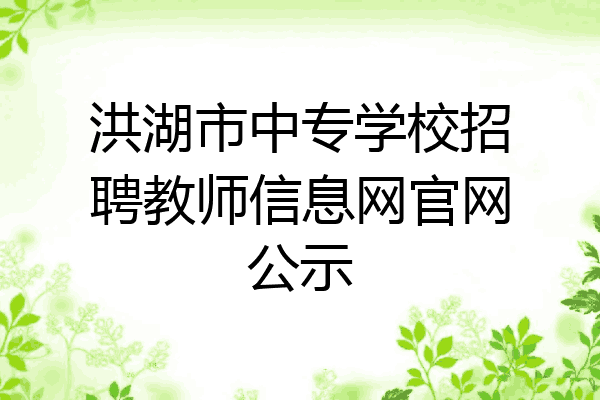洪湖市中专学校招聘教师信息网官网公示