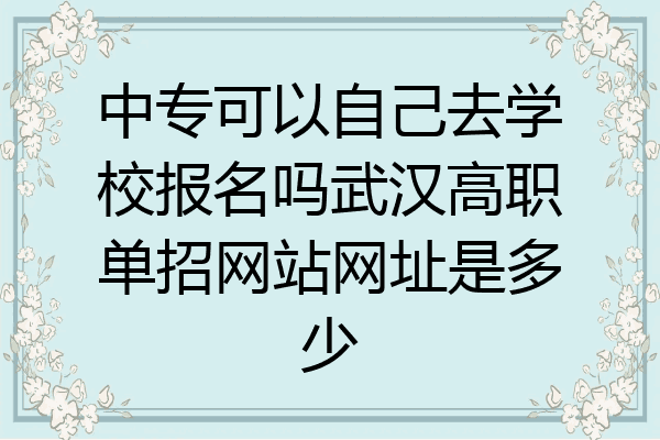 中专可以自己去学校报名吗武汉高职单招网站网址是多少