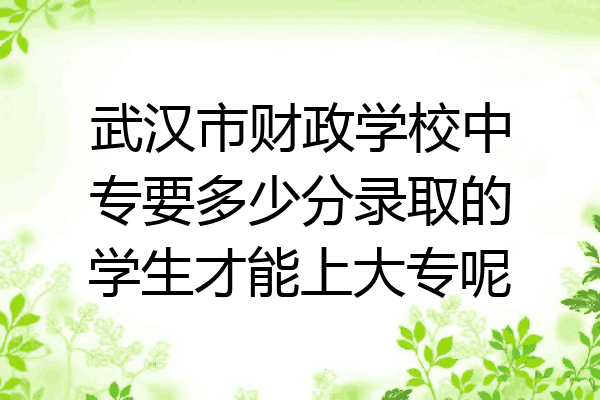武汉市财政学校中专要多少分录取的学生才能上大专呢