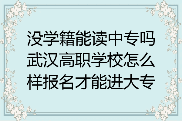 没学籍能读中专吗武汉高职学校怎么样报名才能进大专