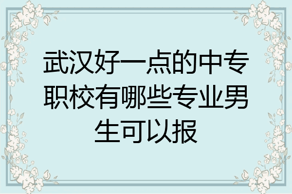 武汉好一点的中专职校有哪些专业男生可以报
