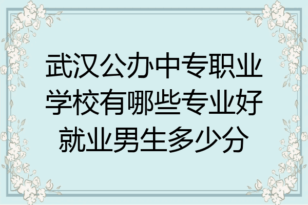 武汉公办中专职业学校有哪些专业好就业男生多少分