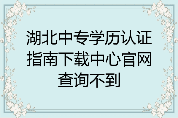 湖北中专学历认证指南下载中心官网查询不到