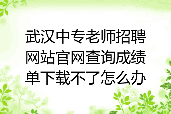 武汉中专老师招聘网站官网查询成绩单下载不了怎么办