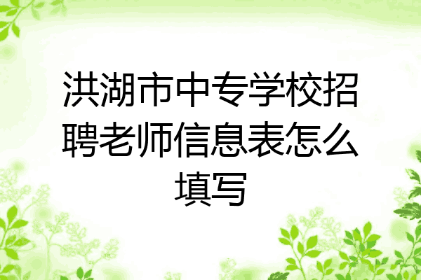 洪湖市中专学校招聘老师信息表怎么填写