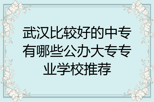 武汉比较好的中专有哪些公办大专专业学校推荐