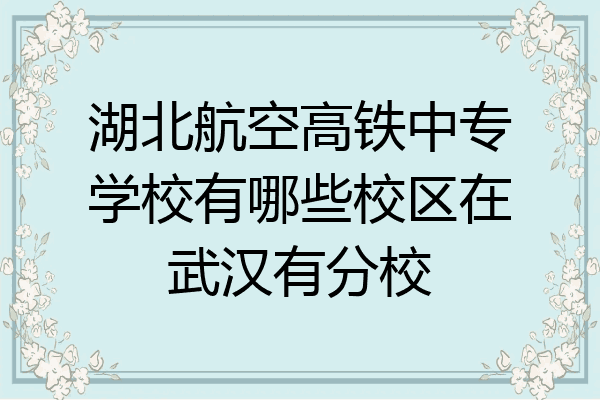 湖北航空高铁中专学校有哪些校区在武汉有分校