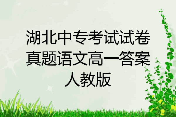 湖北中专考试试卷真题语文高一答案人教版