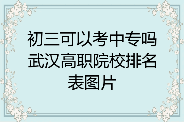 初三可以考中专吗武汉高职院校排名表图片
