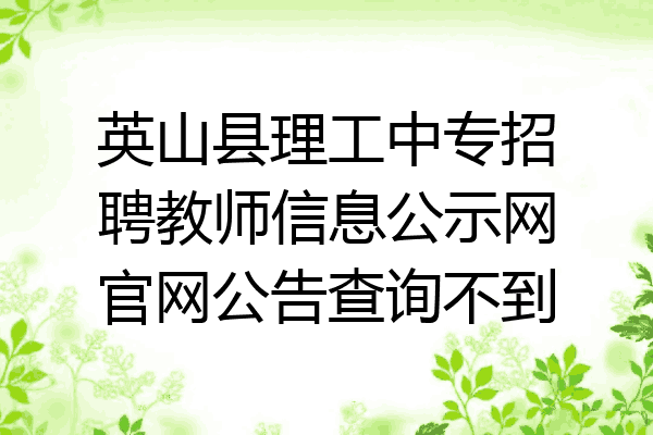 英山县理工中专招聘教师信息公示网官网公告查询不到