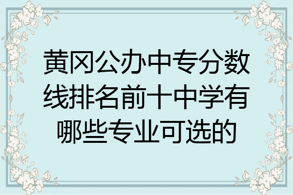 黄冈公办中专分数线排名前十中学有哪些专业可选的