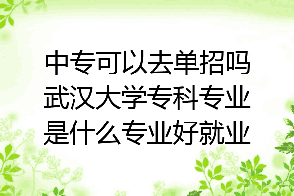中专可以去单招吗武汉大学专科专业是什么专业好就业