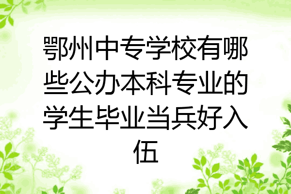 鄂州中专学校有哪些公办本科专业的学生毕业当兵好入伍