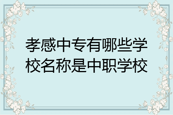 孝感中专有哪些学校名称是中职学校