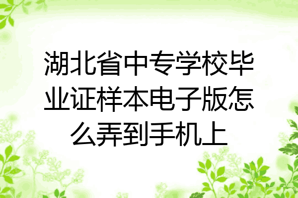 湖北省中专学校毕业证样本电子版怎么弄到手机上