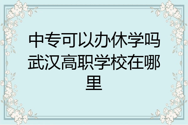 中专可以办休学吗武汉高职学校在哪里