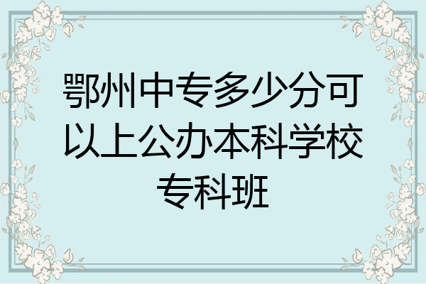 鄂州中专多少分可以上公办本科学校专科班