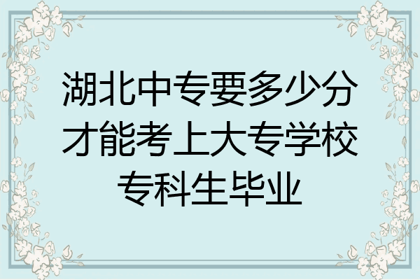 湖北中专要多少分才能考上大专学校专科生毕业