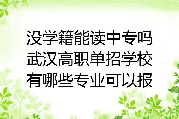 没学籍能读中专吗武汉高职单招学校有哪些专业可以报