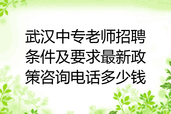 武汉中专老师招聘条件及要求最新政策咨询电话多少钱