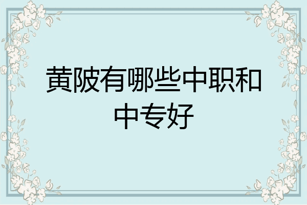 黄陂有哪些中职和中专好