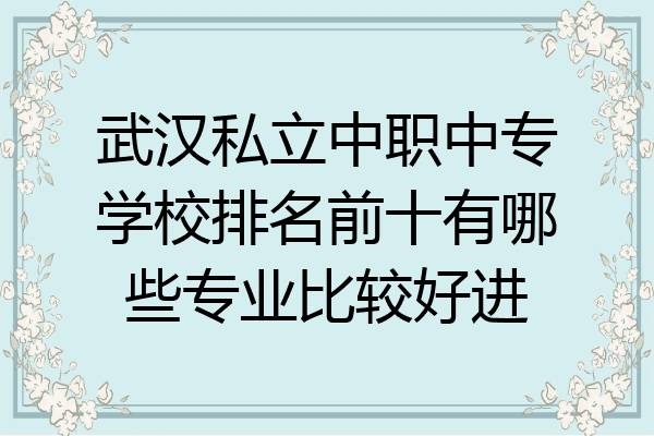 武汉私立中职中专学校排名前十有哪些专业比较好进