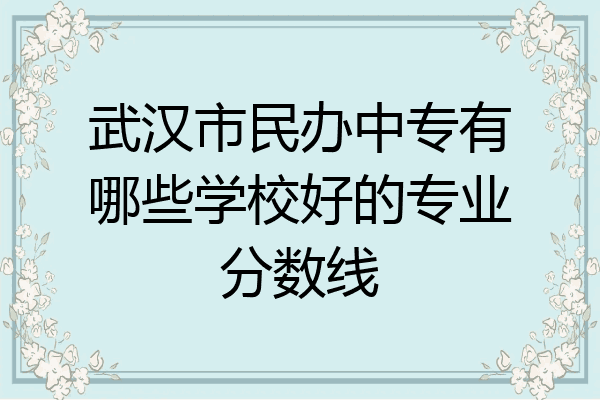 武汉市民办中专有哪些学校好的专业分数线