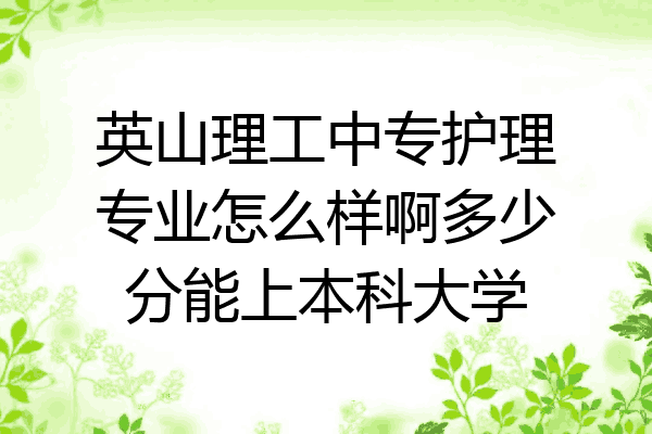 英山理工中专护理专业怎么样啊多少分能上本科大学