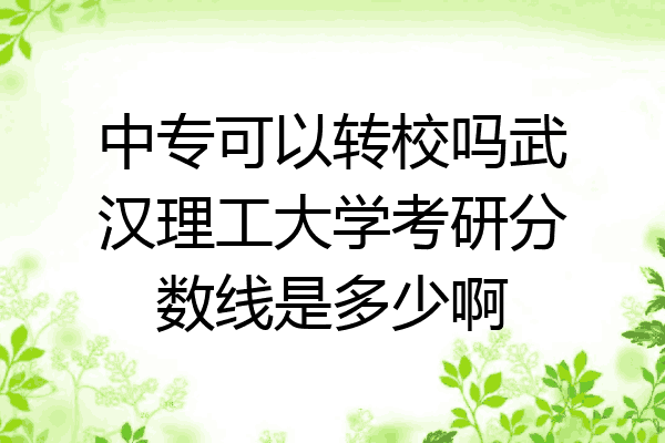 中专可以转校吗武汉理工大学考研分数线是多少啊