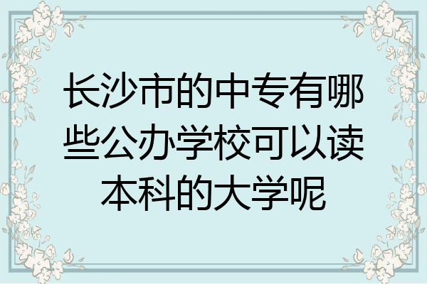 长沙市的中专有哪些公办学校可以读本科的大学呢