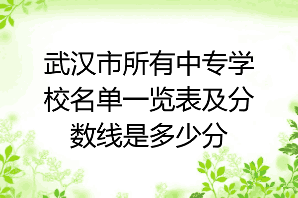 武汉市所有中专学校名单一览表及分数线是多少分