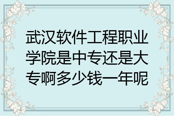 武汉软件工程职业学院是中专还是大专啊多少钱一年呢