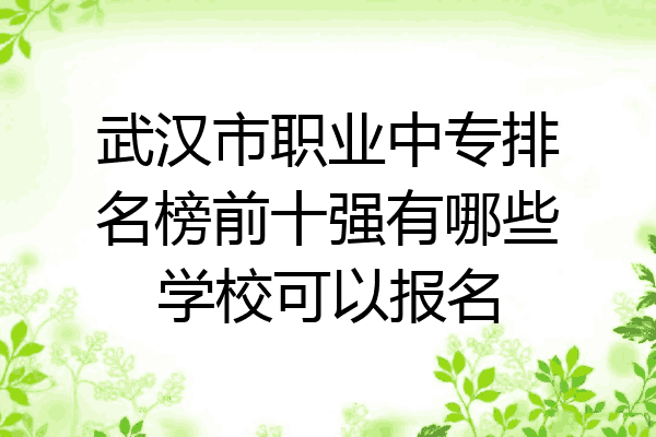 武汉市职业中专排名榜前十强有哪些学校可以报名