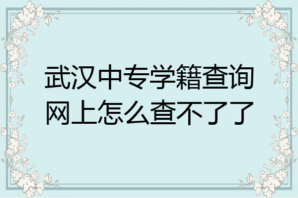 武汉中专学籍查询网上怎么查不了了
