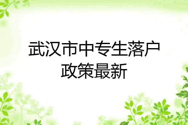 武汉市中专生落户政策最新
