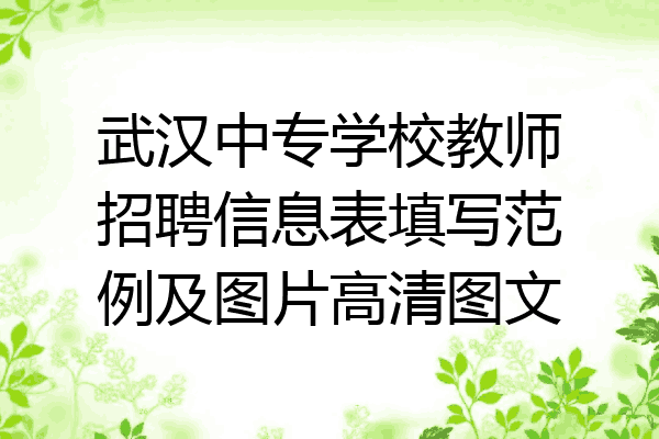武汉中专学校教师招聘信息表填写范例及图片高清图文