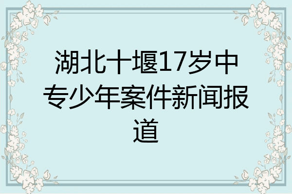 湖北十堰17岁中专少年案件新闻报道