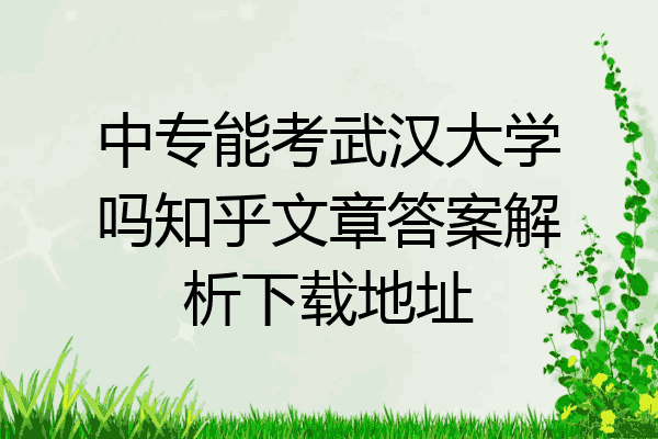 中专能考武汉大学吗知乎文章答案解析下载地址