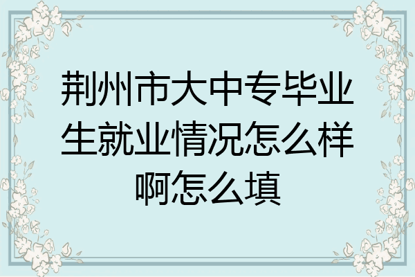 荆州市大中专毕业生就业情况怎么样啊怎么填